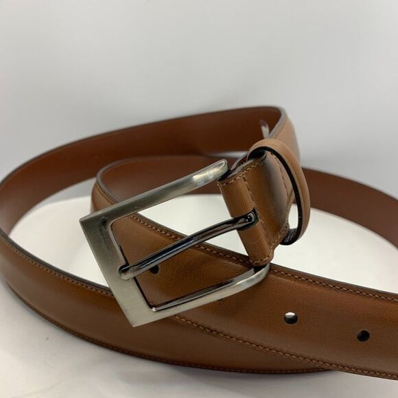 Perry Ellis Portfolio Brown Leather Belt - Picture 1 of 6